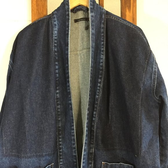 TRENDYOL OPEN FRONT DENIM JACKET - Picture 5 of 5